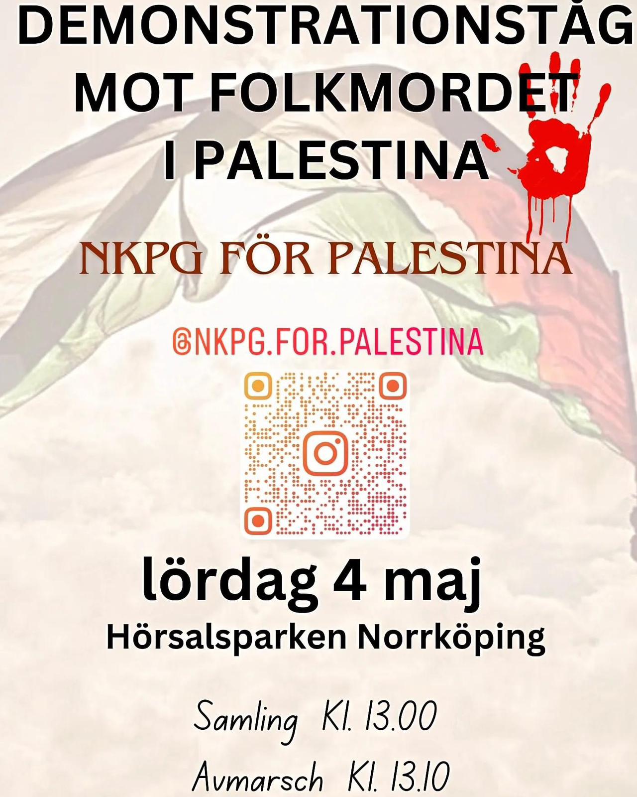مظاهرة في مدينة نورشونبغ السويدية السبت القادم 04-05-2024 نصرة لغزة وفلسطين 