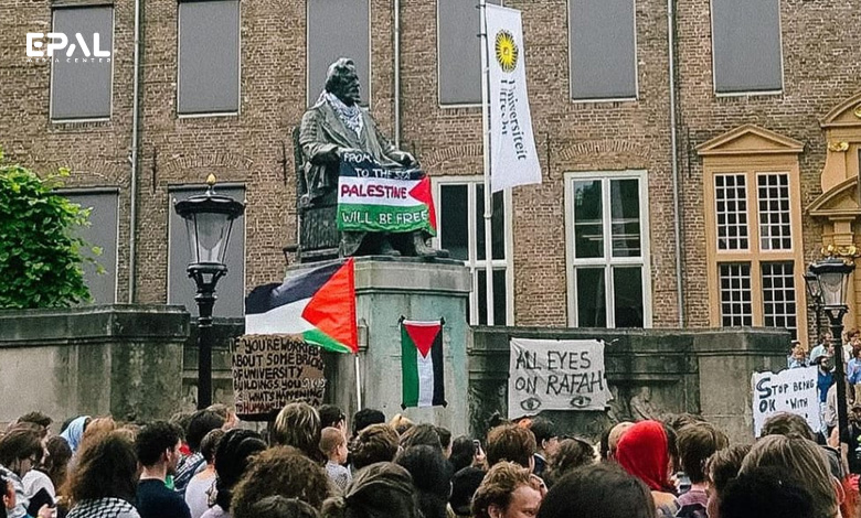 احتجاج طلابي مؤيد لغزة في جامعة أوتريخت بهولندا