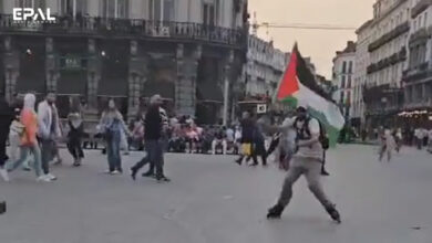 رفع العلم الفلسطيني في بروكسل ببلجيكا