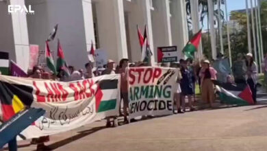 مسيرة مناصرة لغزة في مبنى البرلمان في جاراميلا
