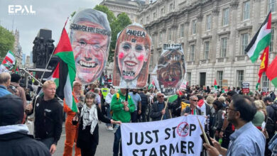 مسيرة مناصرة لفلسطين في لندن بالمملكة المتحدة