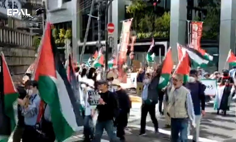 وقفة احتجاجية مؤيدة لغزة في أوساكا باليابان