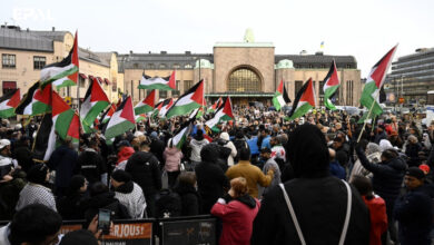 وقفة احتجاجية مؤيدة لغزة في هلسنكي بفنلندا