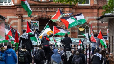 وقفة احتجاجية مناصرة لغزة في كلية لندن الجامعية