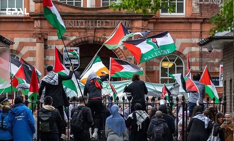 وقفة احتجاجية مناصرة لغزة في كلية لندن الجامعية